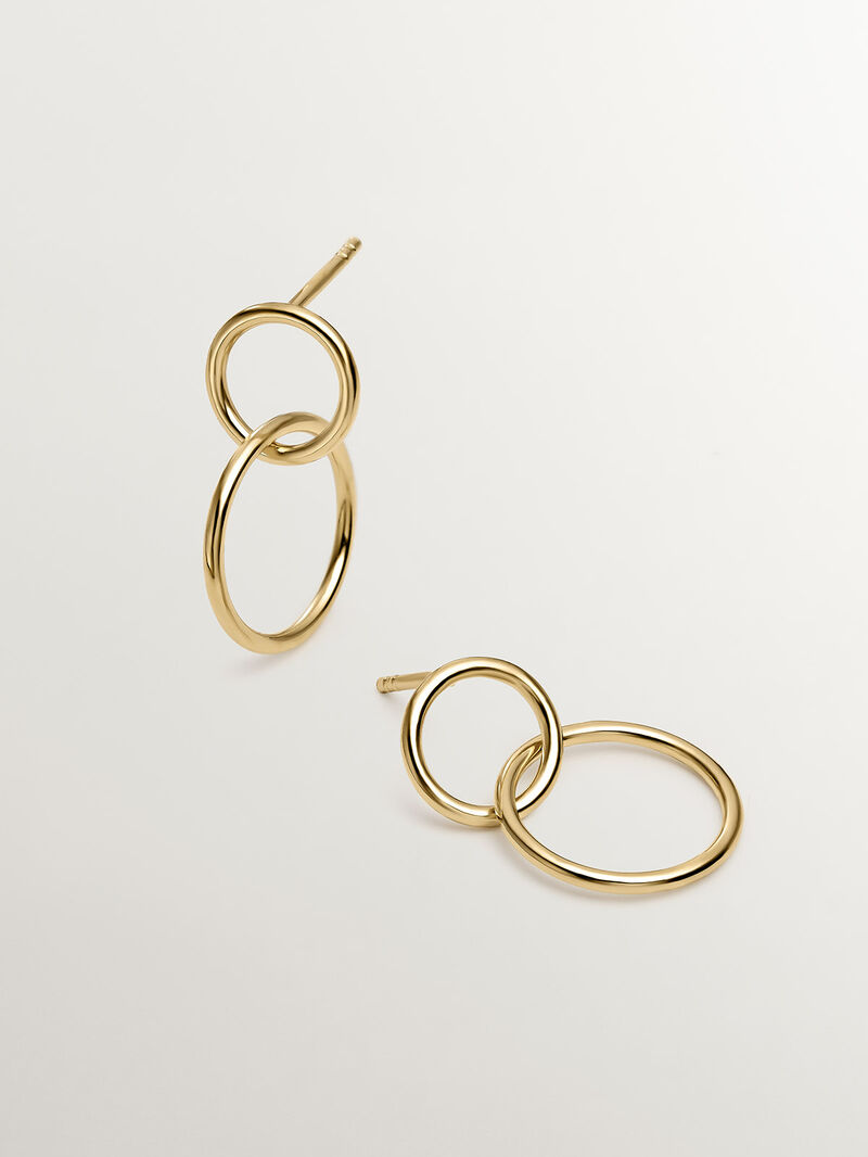 Double hoop earrings made of 925 silver, bathed in 18K yellow gold. image number 2