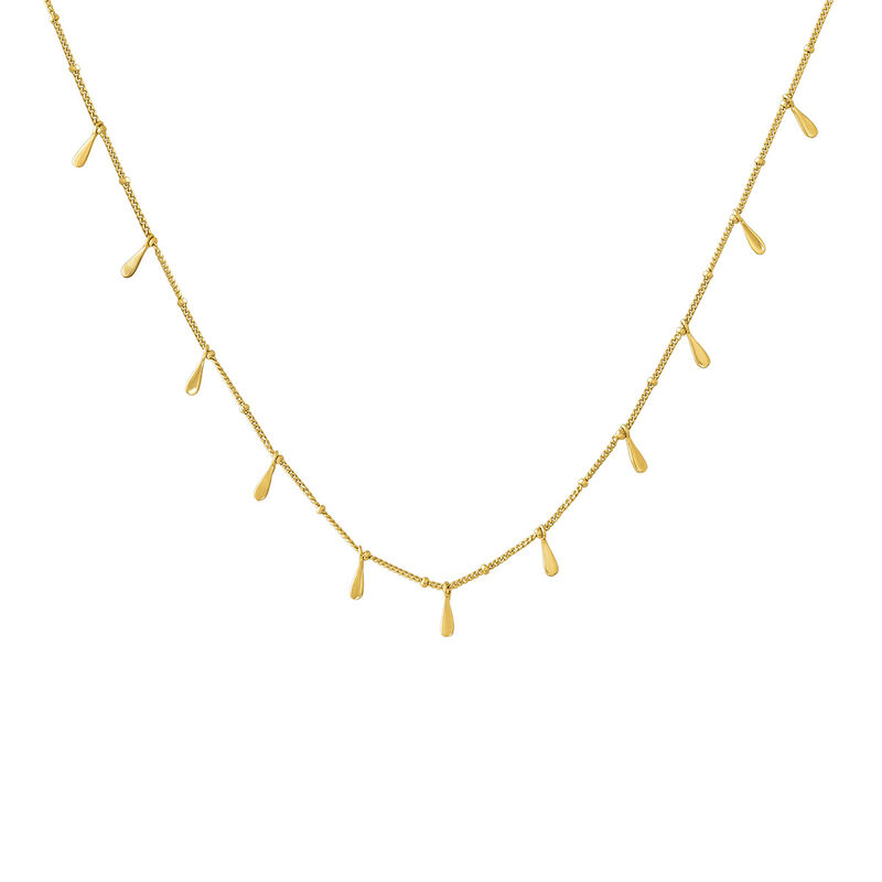 Gold plated drop motifs necklace , J04591-02, hi-res