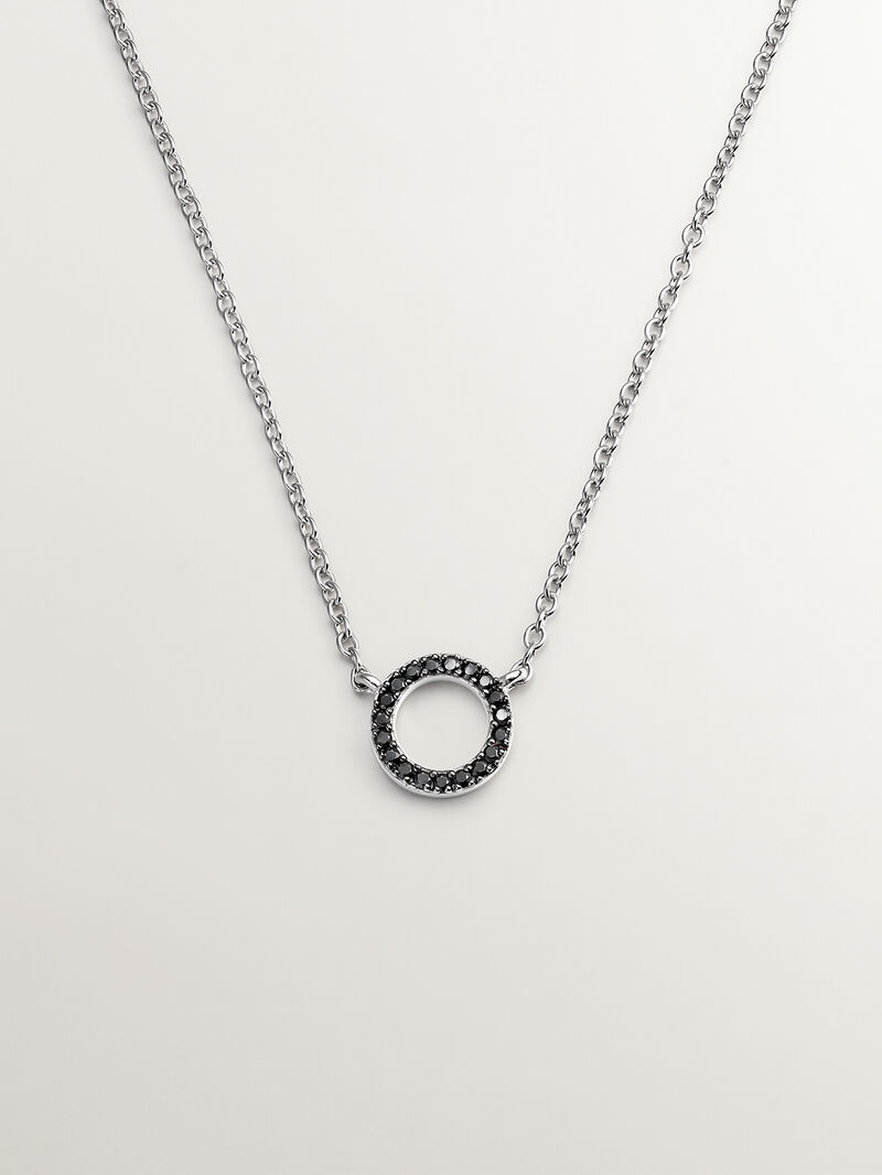925 Silver pendant with circle of black spinels image number 0