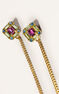 Long chain earrings in 18kt yellow gold-plated silver with multicoloured stones, J04925-02-RO-PE-LB