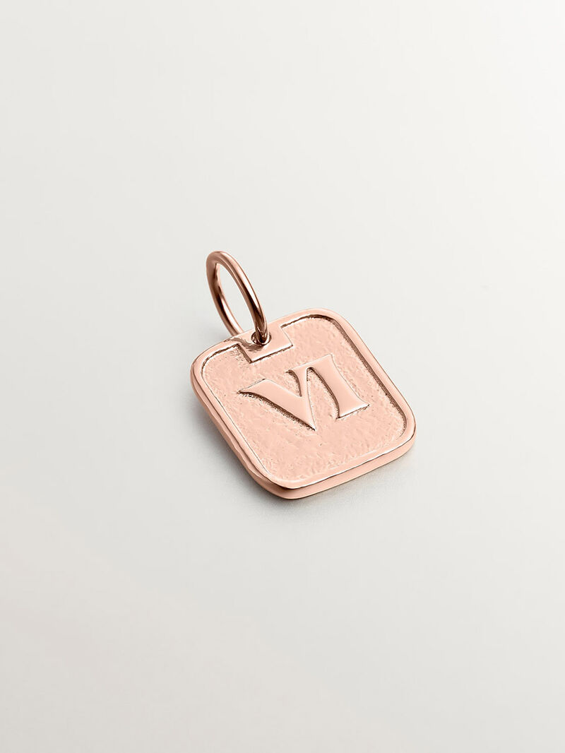 925 silver charm bathed in 18k rose gold with number 6 image number 0