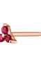 Mini boucle d'oreille trèfle rubis or rose , J04347-03-RU-H