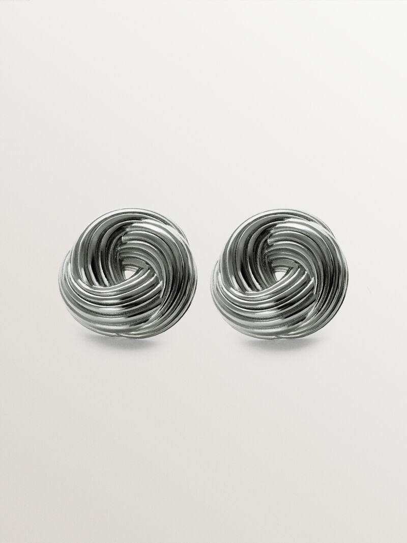 Rhodium-plated 925 silver earrings with gallon texture image number 0