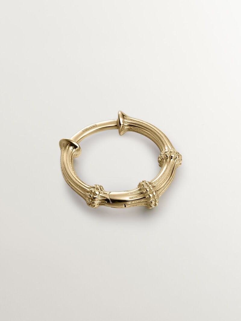 Individual 9K yellow gold hoop earring with beads image number 2
