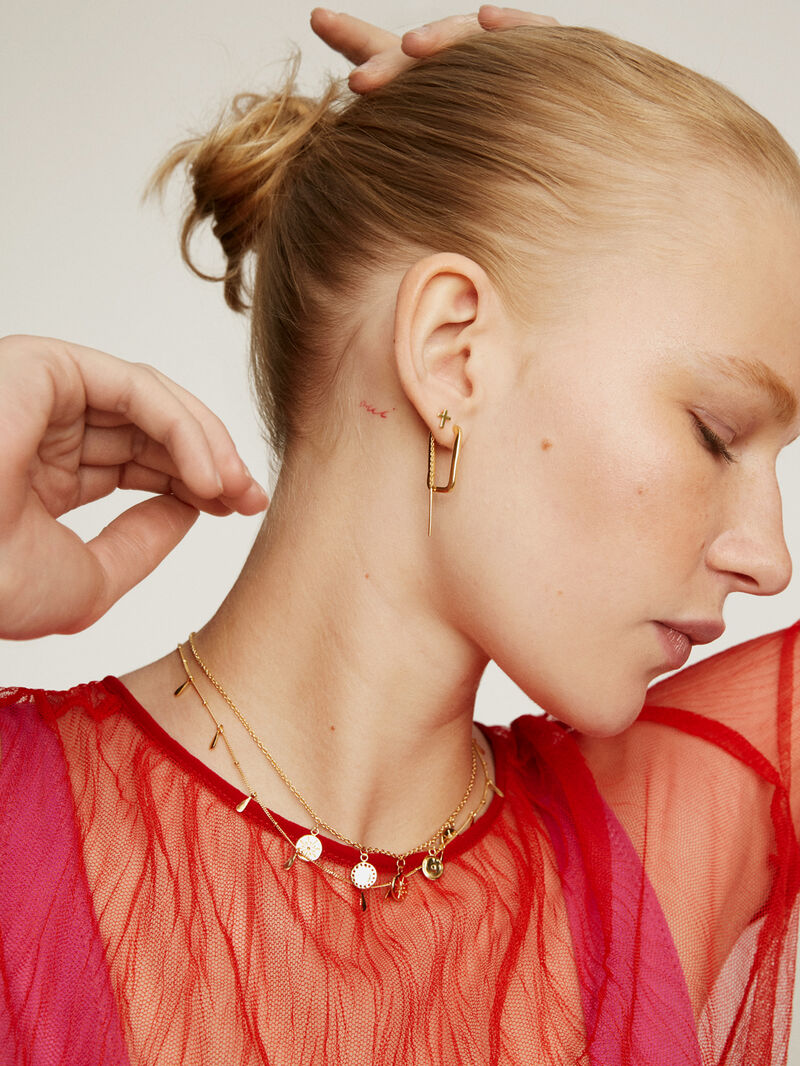 925 Silver necklace bathed in 18K yellow gold with medals image number 4