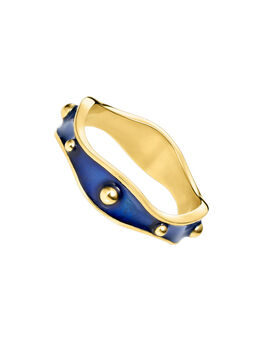 Ring in 18 kt gold-plated silver with blue enamel from the RUSH collection, J05406-02-BLENA,hi-res