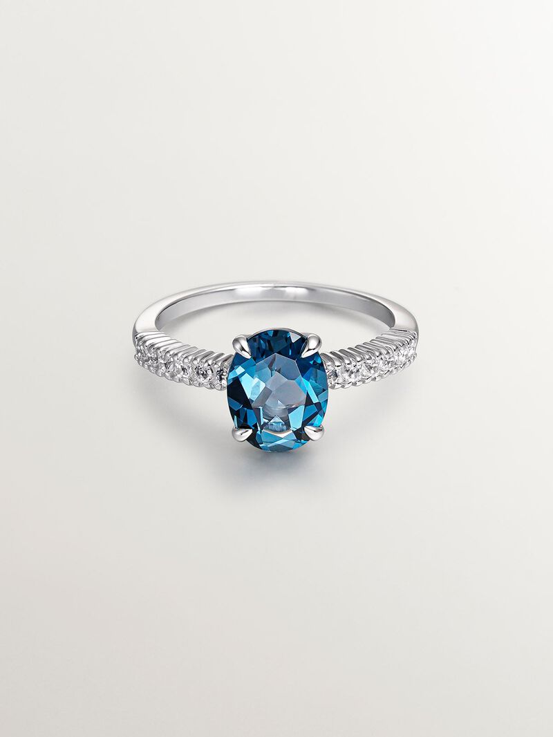 925 Sterling Silver Ring with Blue and White Topaz image number 2