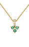 9K gold three emerald and diamonds pendant necklace , J04080-02-EM