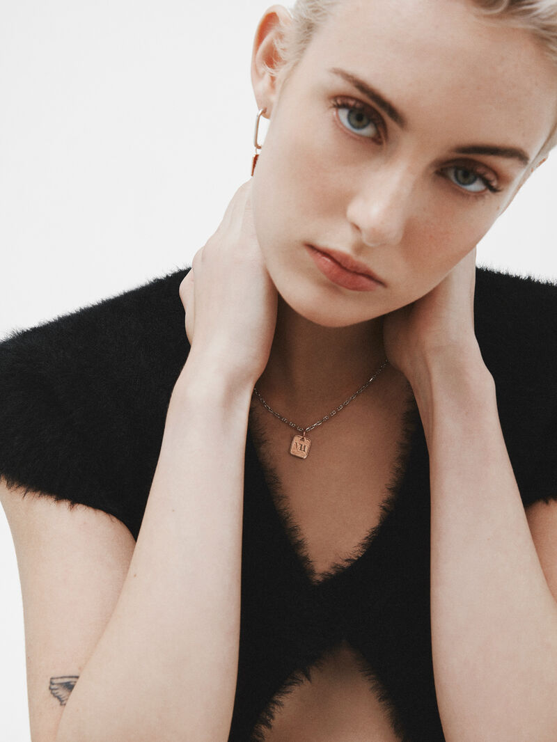 925 silver charm bathed in 18k rose gold with number 7 image number 4