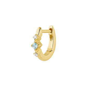 Single hoop earring in 18k yellow gold-plated silver with topaz stones, J04651-02-SKY-WT-H, mainproduct