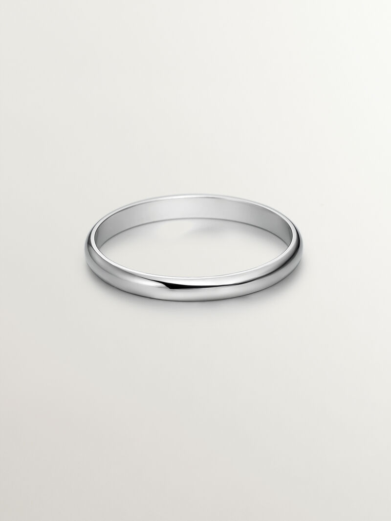 2.50mm half round white gold wedding band image number 1