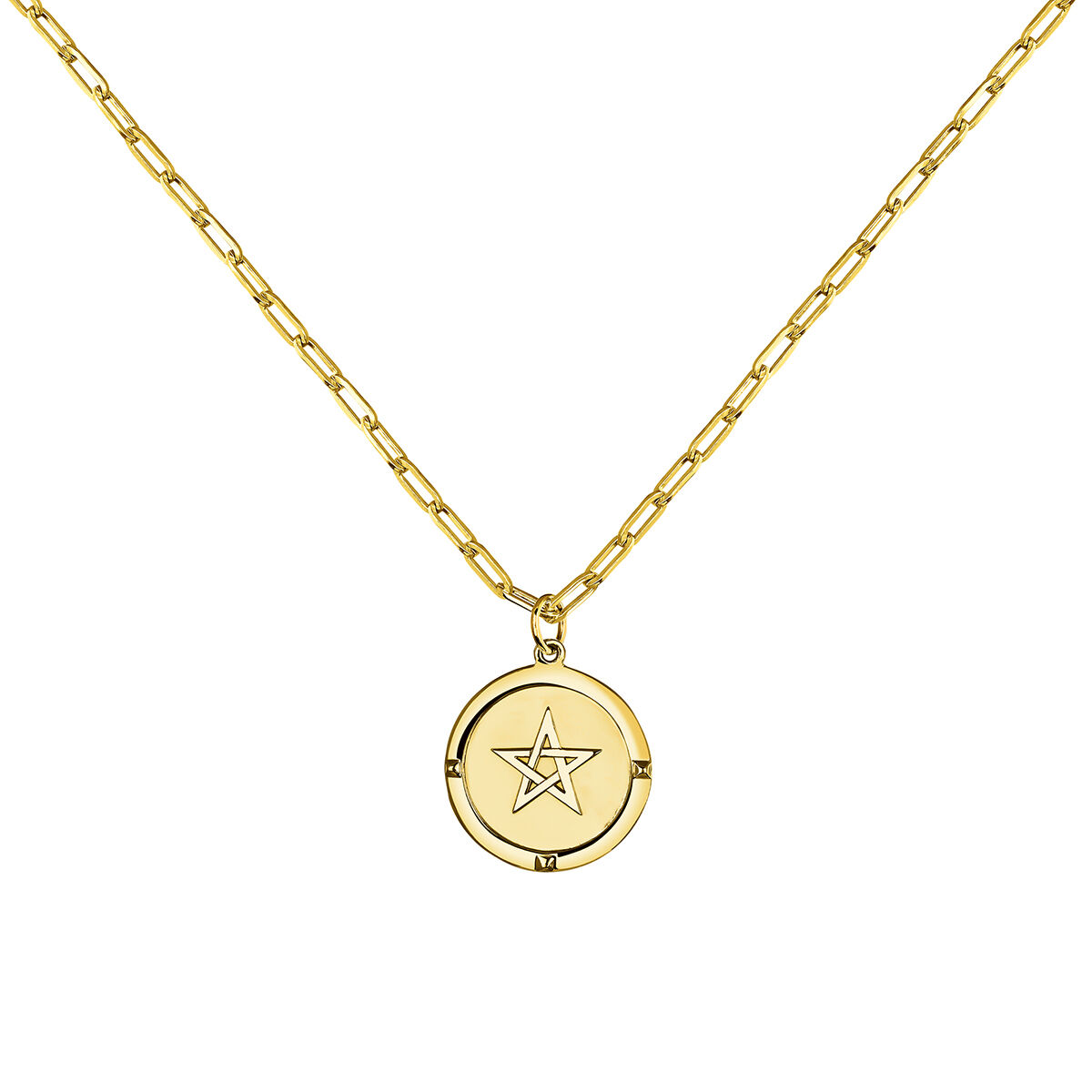 Gold plated star coin pendant , J03589-02, hi-res