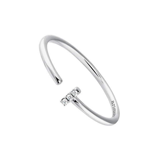 9kt white gold with 0,015kt diamonds Open ring you and I , J03880-01,hi-res