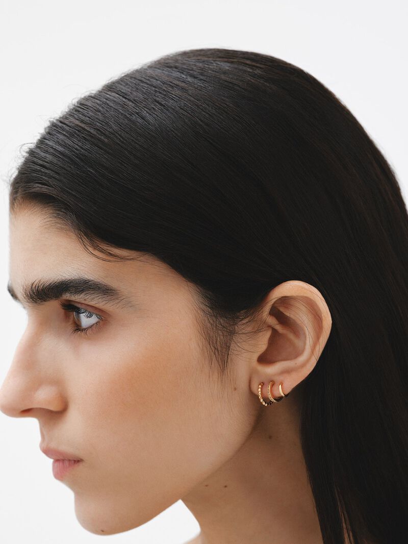 925 Silver Climber Earrings bathed in 18K Yellow Gold with White Topaz. image number 3