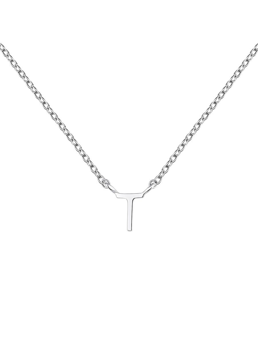 Collar inicial T oro blanco 9 kt , J04382-01-T, mainproduct