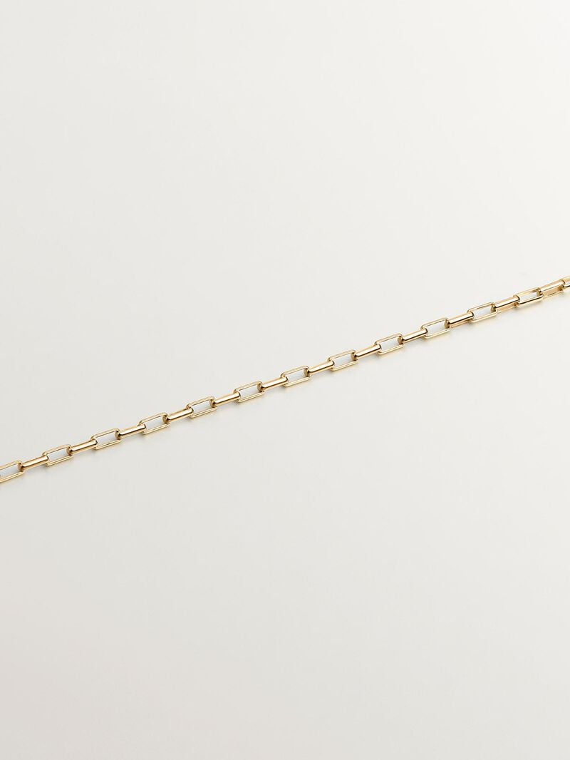 925 Silver chain bathed in 18K yellow gold with rectangular links. image number 2