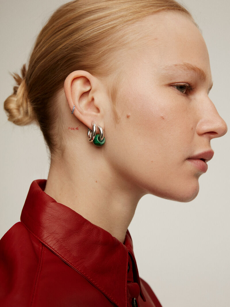 Medium-sized 925 silver hoop earrings image number 4