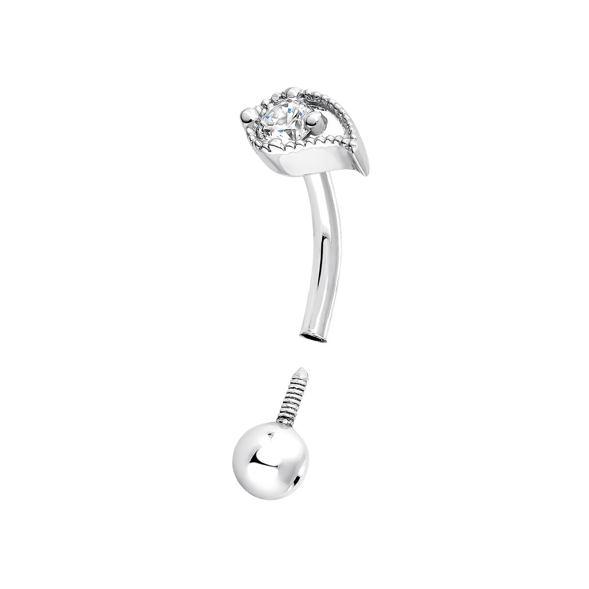 Rook tear piercing in 18k white gold with diamond , J04287-01-H-18, hi-res