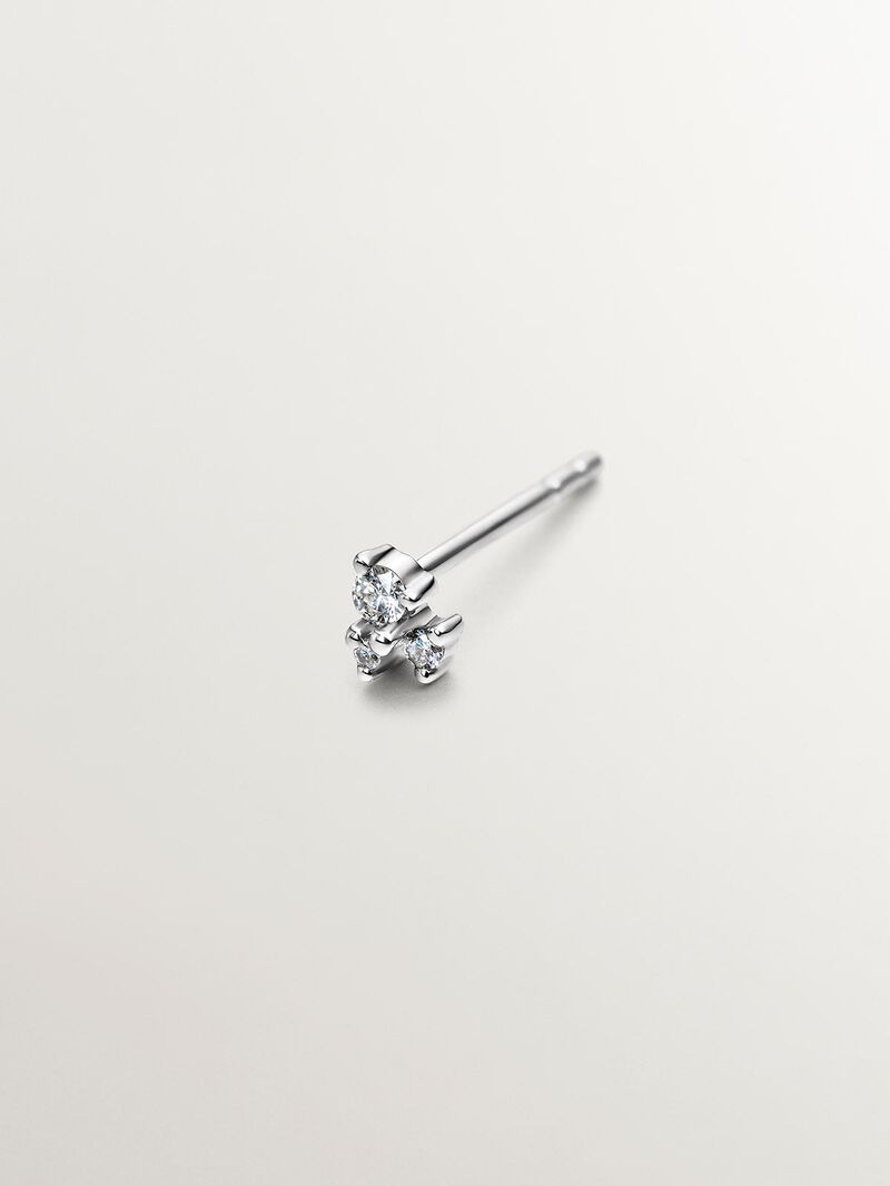 Individual 9K white gold earring with diamonds image number 2