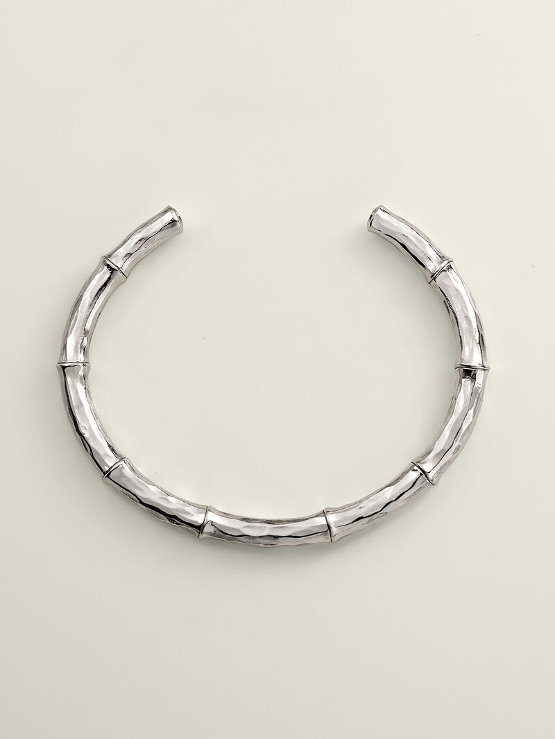 Bangle type bracelet made of 925 silver with bamboo texture. image number 6