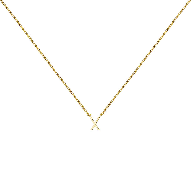 Gold Initial X necklace, J04382-02-X, hi-res