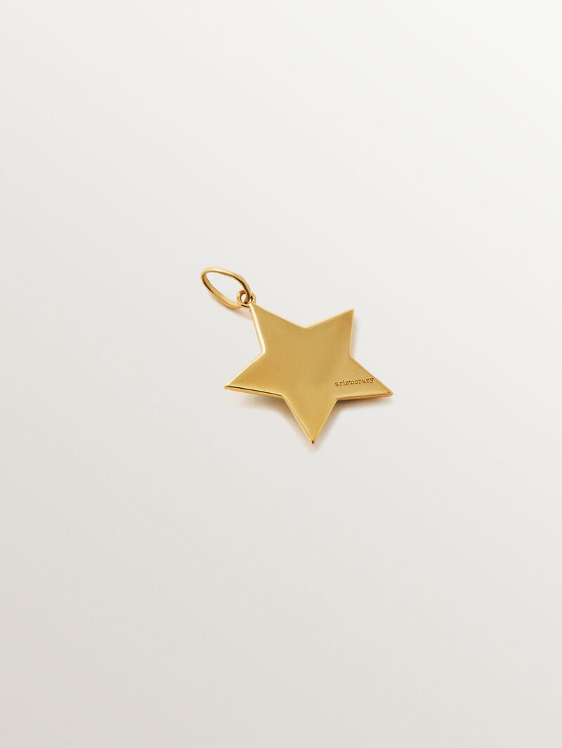 925 sterling silver charm plated with 18K yellow gold and turquoise enamel in the shape of a star image number 2