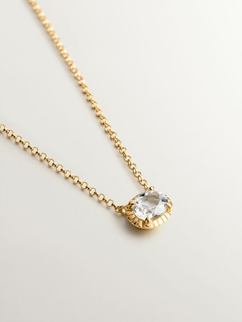 18K Yellow Gold Plated 925 Silver Pendant with Green Amethyst image number 1