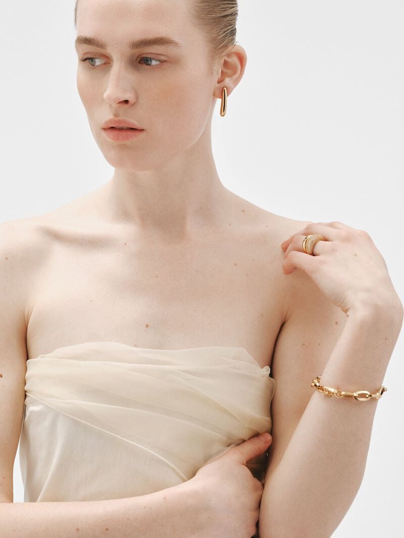 18K yellow gold plated 925 silver link chain bracelet image number 5