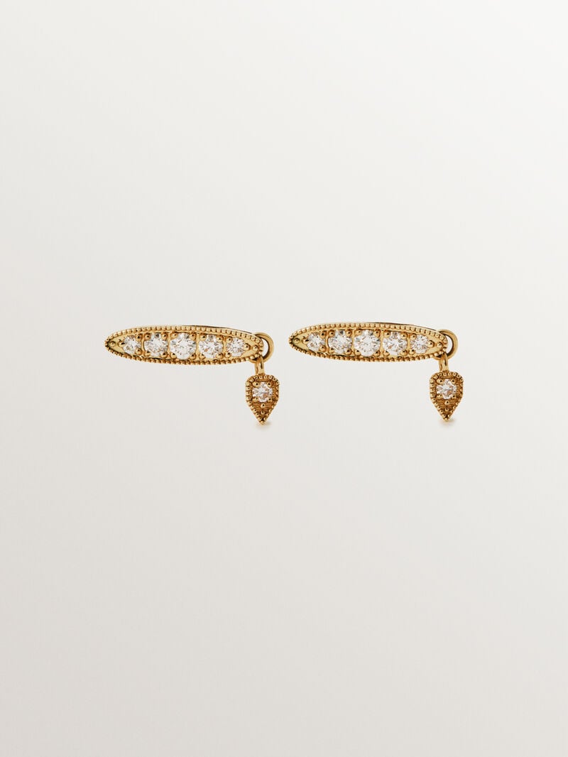 18K yellow gold earrings with brilliant cut diamonds image number 2