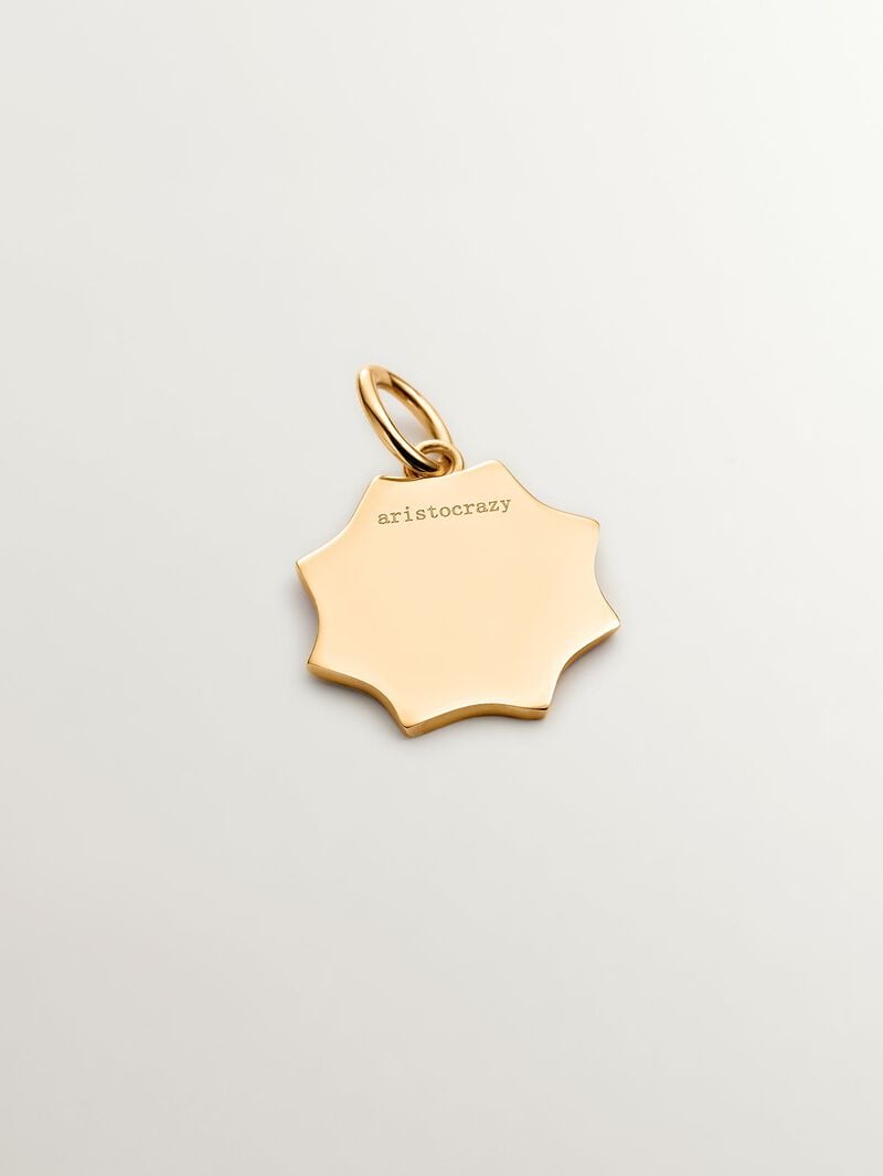 18K yellow gold plated 925 sterling silver charm with star-shaped red enamel and initial I image number 2