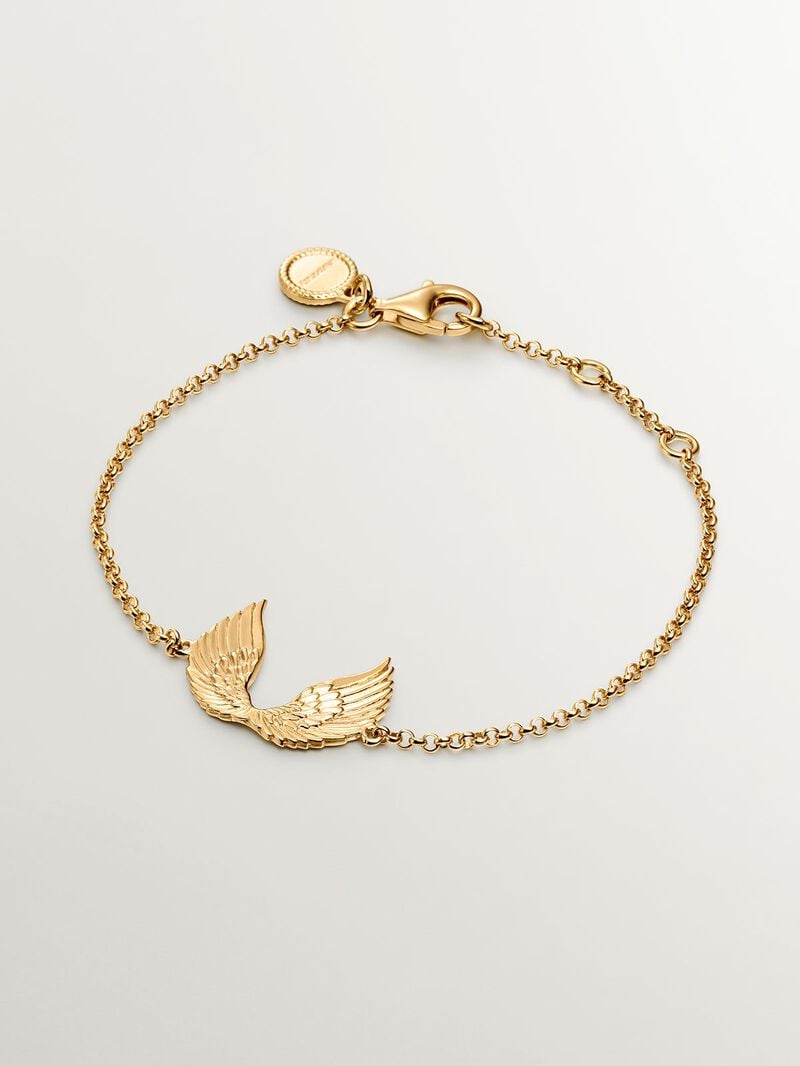 925 Silver bracelet plated in 18K yellow gold with wings image number 0