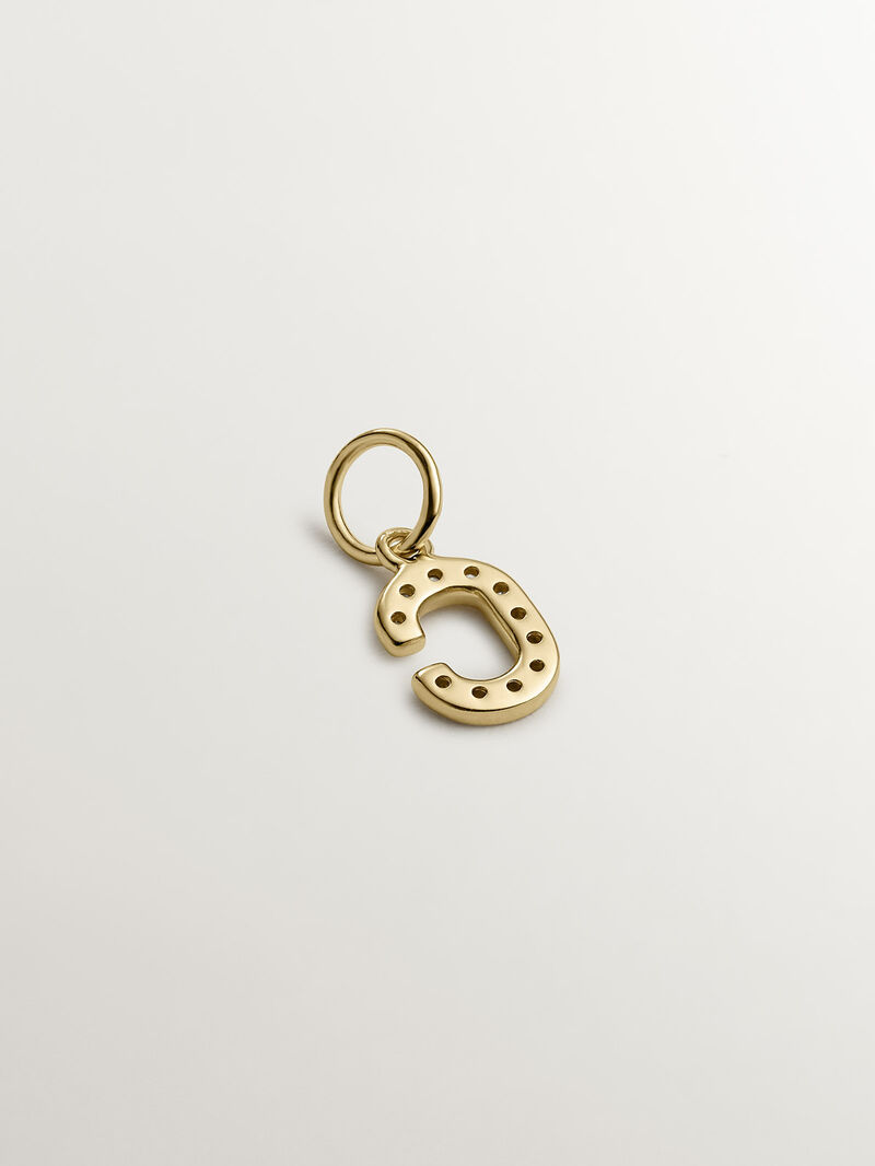 925 Silver Charm plated in 18K Yellow Gold with white topaz, initial C. image number 2