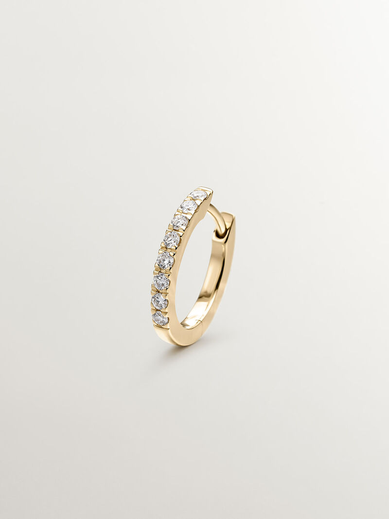 Individual 18K yellow gold hoop earring with diamonds. image number 0