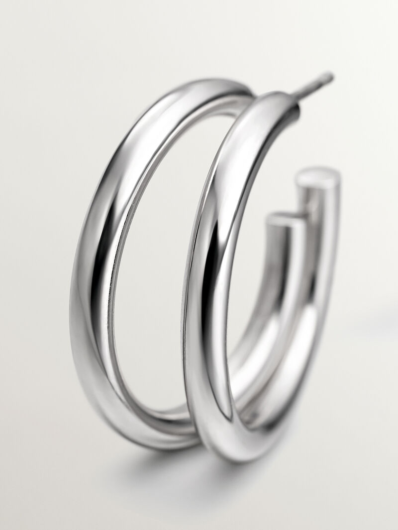 Medium-sized 925 silver hoop earrings image number 4