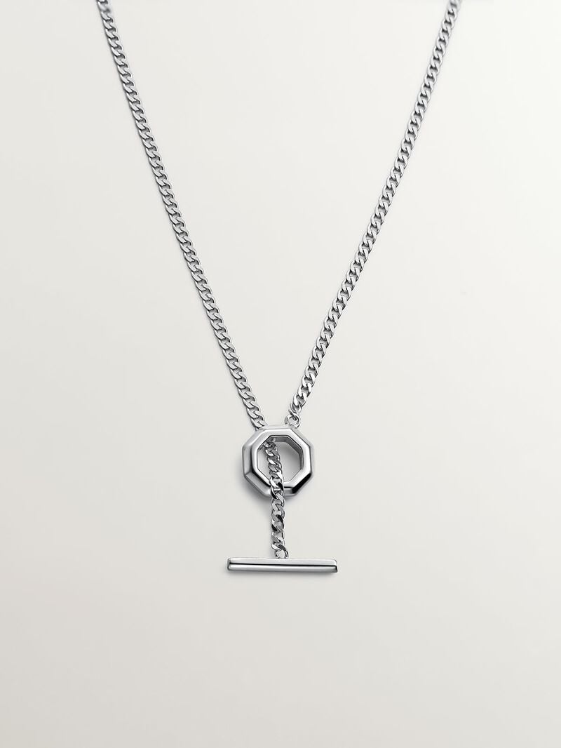 925 sterling silver chain with geometric finish image number 0