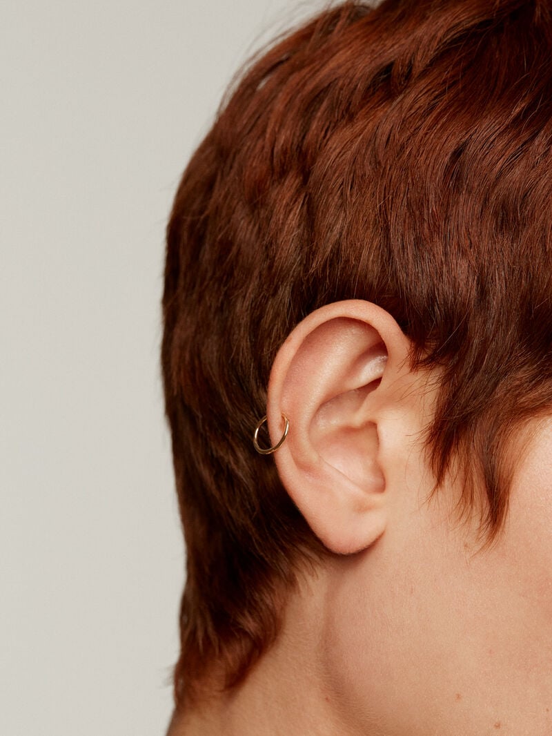 9K Yellow Gold Individual Hoop Earring image number 1