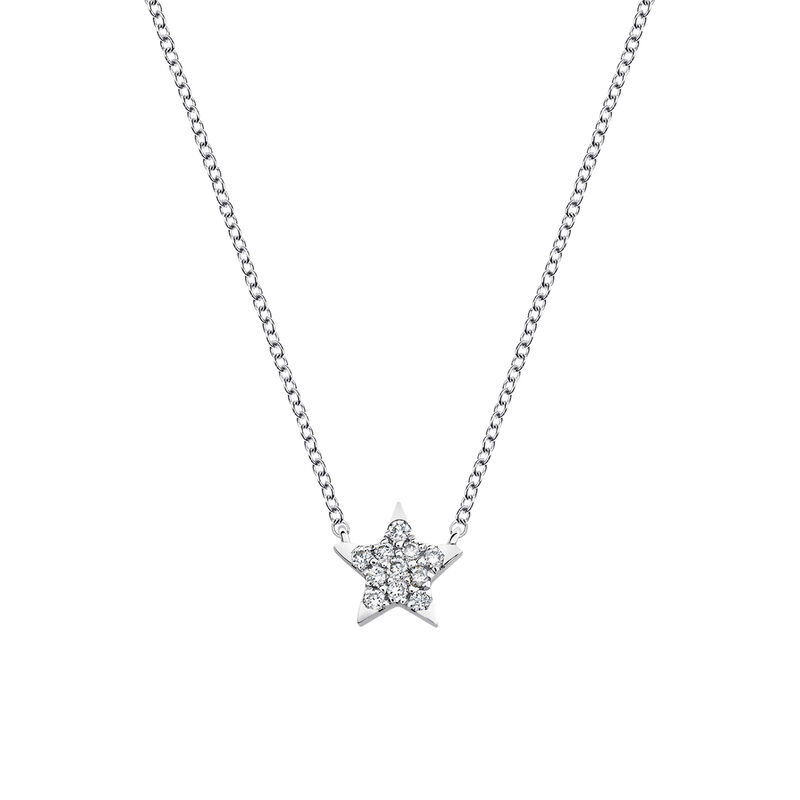 Collier étoile diamants 0,06 ct , J03024-01, hi-res
