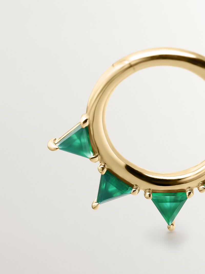 Individual 9K yellow gold earring with green onyx image number 4