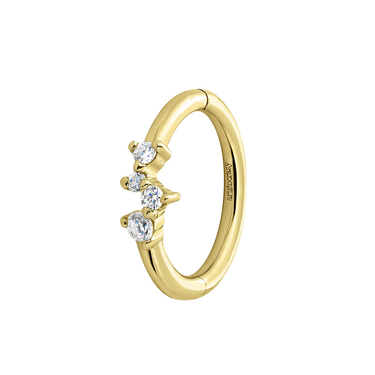 Petite boucle d’oreille créole à l’unité en or jaune 9 ct avec des diamants de 0,035 ct, J04958-02-H, hi-res