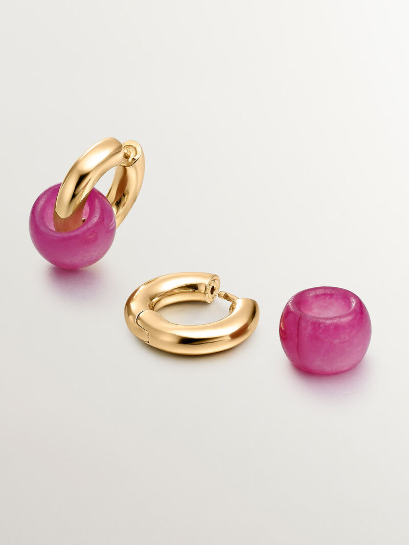 925 silver earrings bathed in 18k yellow gold with red jade image number 4
