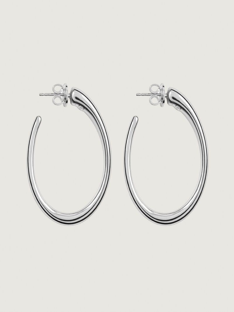 Large 925 silver hoop earrings with an oval shape image number 0