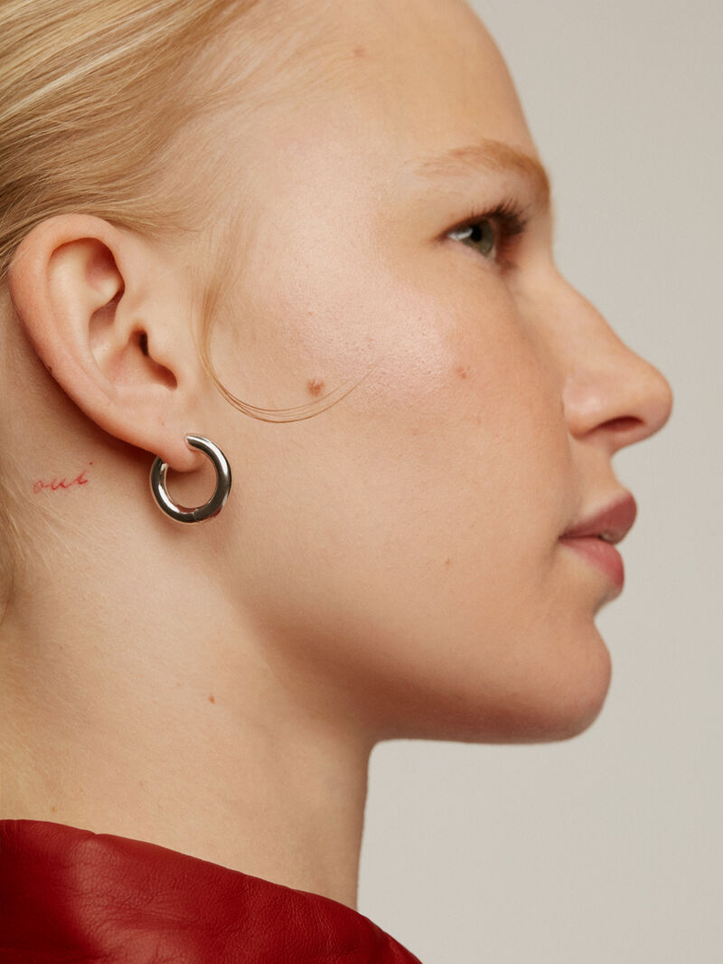 Medium-sized 925 silver hoop earrings image number 3