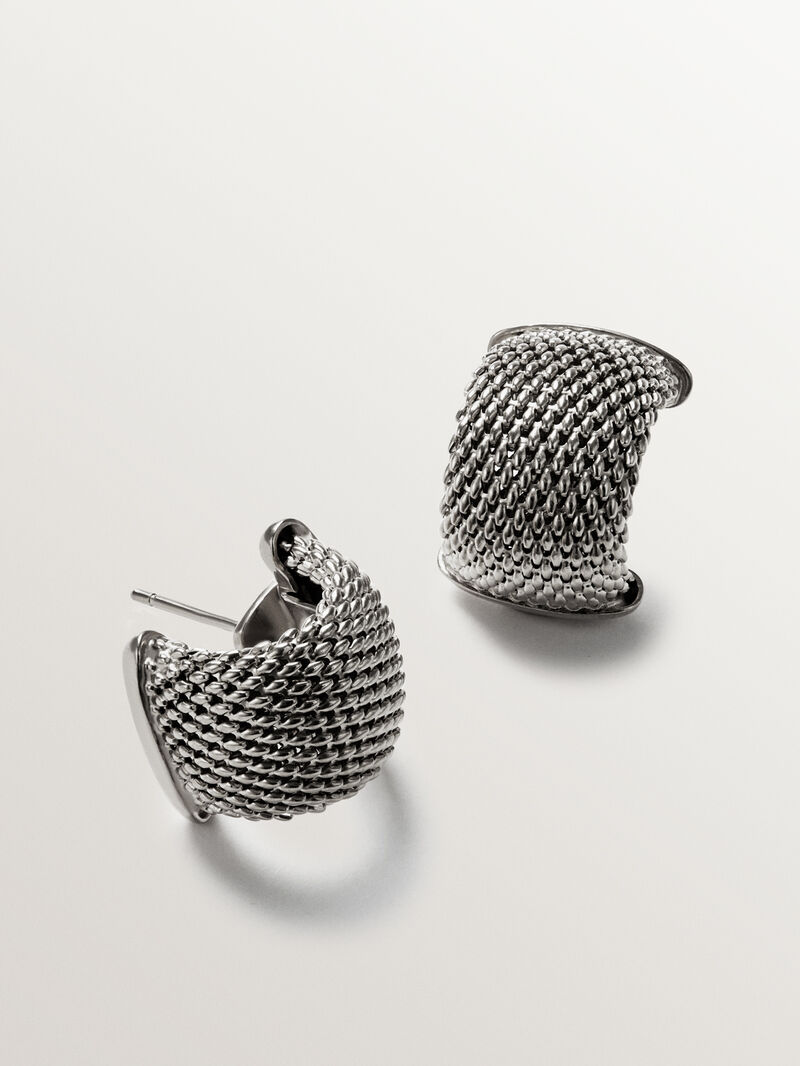 925 silver hoop earrings with mesh image number 4