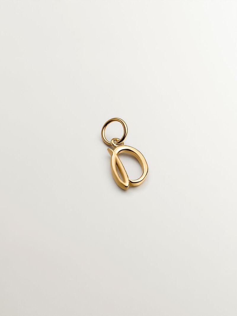 925 Silver charm dipped in 18K yellow gold with initial D. image number 0