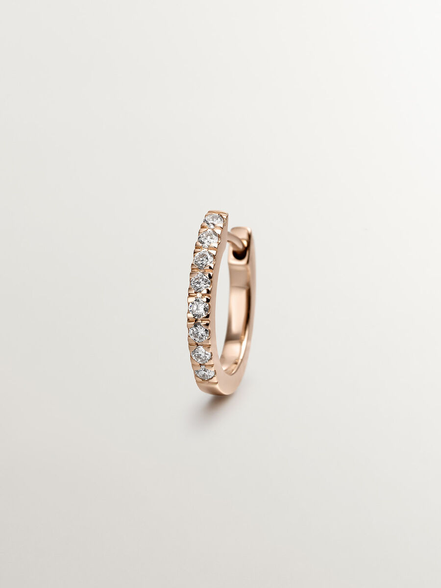 Pendiente aro mini diamante oro rosa 0,08 ct , J00597-03-NEW-H, hi-res