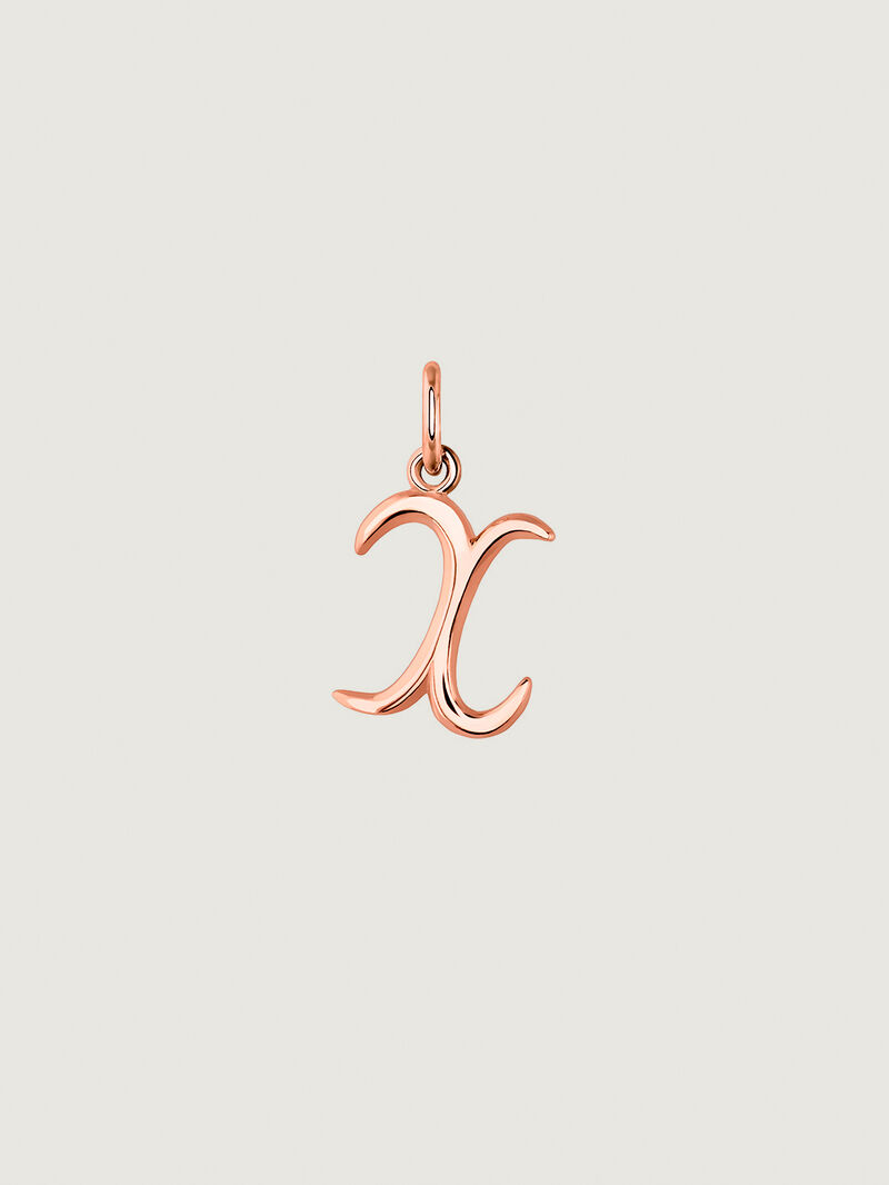 18K Rose Gold Plated 925 Silver Charm with initial X image number 0