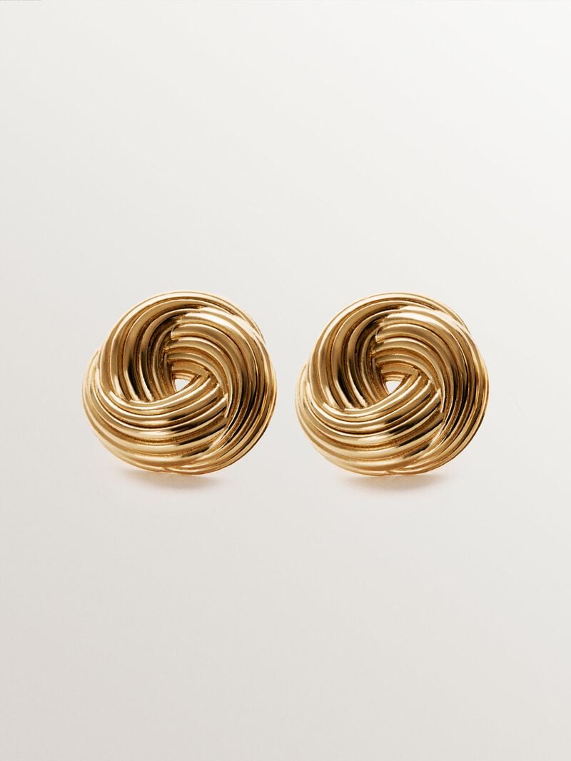 18K yellow gold plated 925 silver earrings with gallon texture image number 0