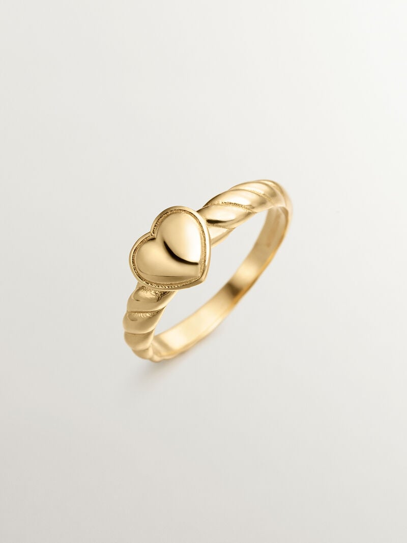925 silver ring bathed in 18k yellow gold and chicken texture image number 0