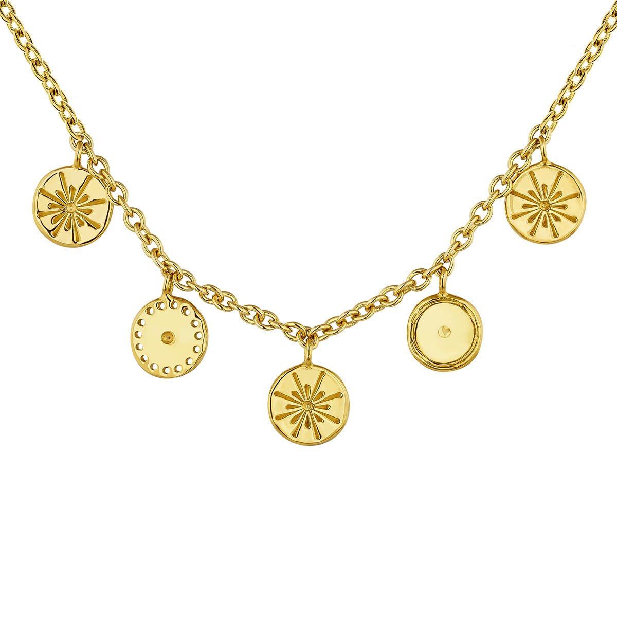 Gold plated round motifs ethnic necklace , J04446-02, mainproduct