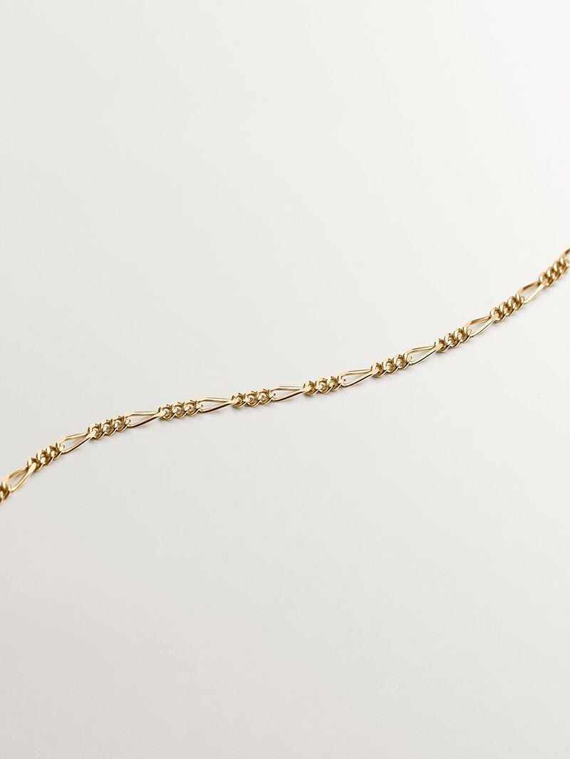 925 Silver chain bathed in 18K yellow gold with Figaro links image number 4